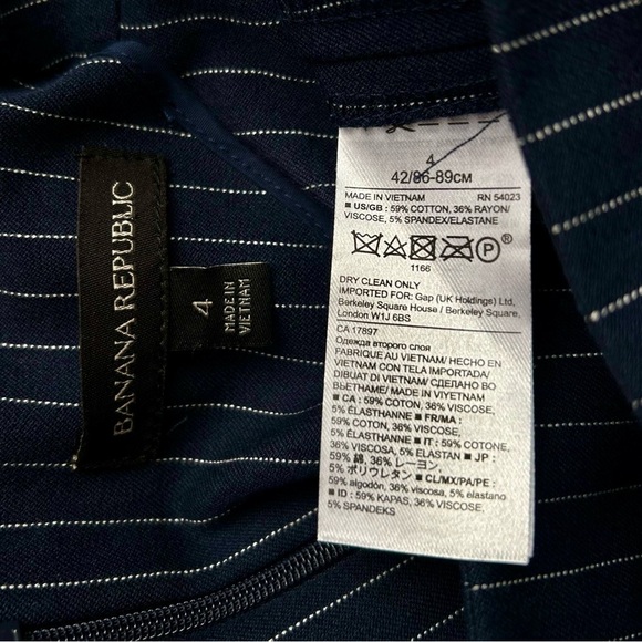 Banana Republic Navy Blue Pinstripe Sheath Dress Short Sleeve Size 4 - Picture 10 of 11